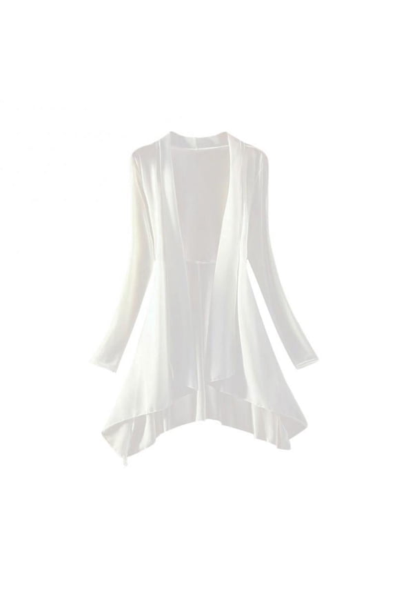 Women's long chiffon shirt cardigan sunscreen shirt spring floral print shirt chiffon jacket, comfortable home