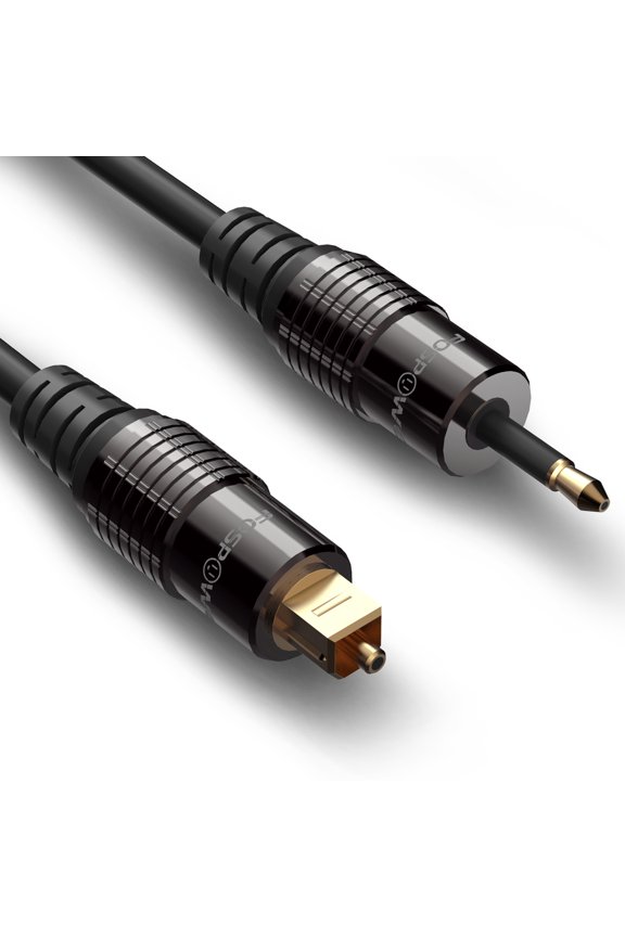 (10 Feet) 24K Gold Plated Toslink to Mini Toslink Digital Optical S/PDIF Audio Cable with Metal Connectors & Strain-Relief PVC Jacket