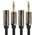 thumbnail image 1 of FosPower [15 Feet][2 PACK] 3.5mm Male to 3.5mm Female Stereo Audio 15FT Extension Cable Adapter [24K Gold Plated Connectors] for Apple, Samsung, Motorola, HTC, Nokia, LG, Sony & More, 1 of 5