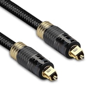 FosPower 15 Feet 24K Gold Plated Toslink Digital Optical Audio Cable S/PDIF - [Zero RFI & EMI Interference] Metal Connectors & Ultra Durable Nylon Braided Jacket