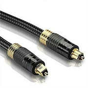 FosPower (15 Feet) 24K Gold Plated Toslink Digital Optical Audio Cable (S/PDIF) - [Zero RFI & EMI Interference] Metal Connectors & Ultra Durable Nylon Braided Jacket