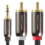 3.5mm to RCA Cable 25FT, FosPower RCA Audio Cable 24K Gold Plated Male to Male Stereo Aux Cord [Left/Right] Y Splitter Adapter Step Down Design