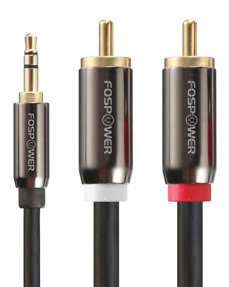 FosPower 25 FT 3.5mm to RCA Cable RCA Audio Cable 24K Gold Plated Male to Male Stereo Aux Cord [Left/Right] Y Splitter Adapter Step Down Design