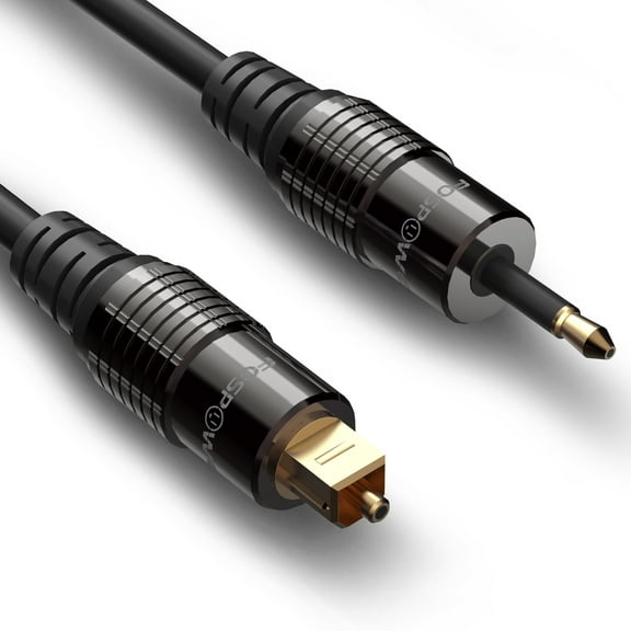 FosPower (3 Feet) 24K Gold Plated Toslink to Mini Toslink Digital Optical S/PDIF Audio Cable with Metal Connectors & Strain-Relief PVC Jacket - 1 Pack