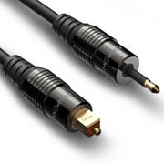 FosPower (3 Feet) 24K Gold Plated Toslink to Mini Toslink Digital Optical S/PDIF Audio Cable with Metal Connectors & Strain-Relief PVC Jacket