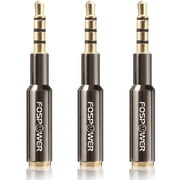 FosPower 3.5mm Male to Female Auxiliary Stereo Audio Headphone Jack AUX Adapter, 4-Conductor TRRS for iPhone, Smartphones, Tablets, Speakers, Microphone & Card Readers 3 Pack