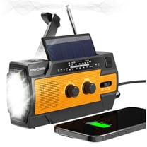 FosPower Emergency Solar Crank Radio, LED Flashlight, USB Charger, NOAA ...