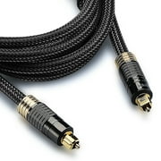 FosPower (50 Feet) 24K Gold Plated CL3 Rated Toslink Digital Optical Audio Cable (S/PDIF) - [Zero RFI & EMI Interference] Metal Connectors & Ultra Durable Nylon Braided Jacket