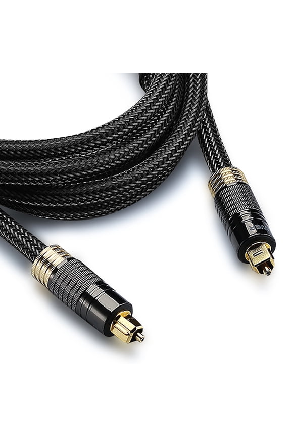 (6 Feet) 24K Gold Plated Toslink Digital Optical Audio Cable (S/PDIF) - [Zero RFI & EMI Interference] Metal Connectors & Ultra Durable Nylon Braided Jacket