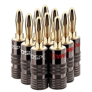 FosPower Banana Plugs 5 Pairs / 10 pcs, Closed Screw 24K Gold Plated Banana Speaker Plug Connectors for Speaker Wire, Wall Plate, Home Theater, Audio/Video Receiver, Amplifiers and Sound Systems
