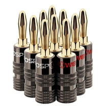 FosPower Banana Plugs 5 Pairs / 10 pcs, Closed Screw 24K Gold Plated Banana Speaker Plug Connectors for Speaker Wire, Wall Plate, Home Theater, Audio/Video Receiver, Amplifiers and Sound Systems