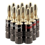 FosPower Banana Plugs 6 Pairs / 12 pcs, Closed Screw 24K Gold Plated Banana Speaker Plug Connectors for Speaker Wire, Wall Plate, Home Theater, Audio/Video Receiver, Amplifiers and Sound Systems