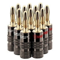 FosPower Banana Plugs 6 Pairs / 12 pcs, Closed Screw 24K Gold Plated Banana Speaker Plug Connectors for Speaker Wire, Wall Plate, Home Theater, Audio/Video Receiver, Amplifiers and Sound Systems