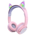 thumbnail image 1 of FosPower Bluetooth Kids Headphones with 3.5mm Audio cable included, LED Light Up Ears, Wireless or Cable Connected Kids Headset (Max 85dB) with USB-C Charging Cable - Light Pink/Light Purple, 1 of 7