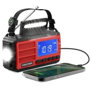 FosPower Hand Crank Emergency Radio with Light, Portable AM/FM/NOAA Weather Radio Solar Power Bank 10000mAh, USB C Cable, Cell Phone Charger SOS Alarm