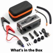 FosPower Car Battery Jump Starter Portable with Air Compressor, 10-in-1 Emergency Car Jump Box 1000A 160 PSI 12V,USB-C Power Bank SOS LED Flashlight Vacuum Air Blower LCD Display