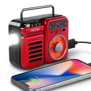 FosPower Portable Emergency Radio With 5.0 Bluetooth Speaker, AM FM, 2000 mAh Portable Power Bank, Hand Crank, Solar Charging, Flashlight, SOS Alarm