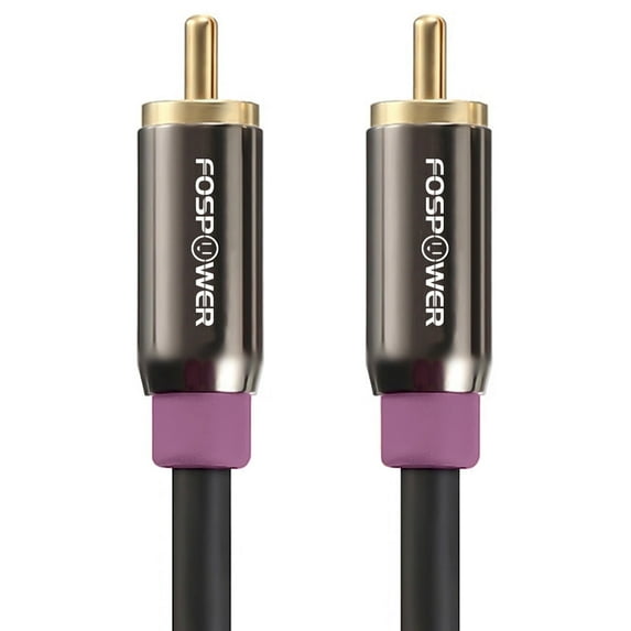 FosPower Subwoofer Cable Audio RCA to RCA (25 Feet), 24K Gold Plated 1-Male to 1-Male Dual Shielded Cord