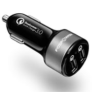 FosPower QC 3.0 USB Car Charger [UL Listed] 36W USB Car Adapter, Dual Port Quick Charge Fast Charging For iPhone 16 15 14 Cell Phone