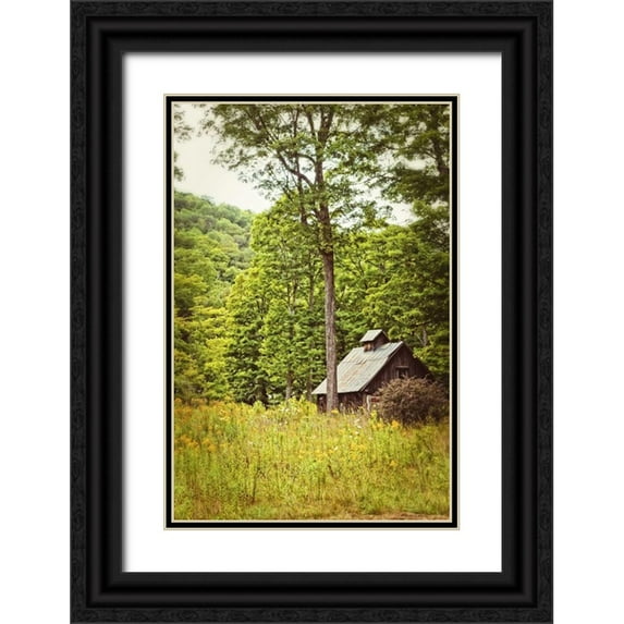 Foschino, Suzanne 11x14 Black Ornate Wood Framed with Double Matting Museum Art Print Titled - Country Barn 2 Vertical Vintage