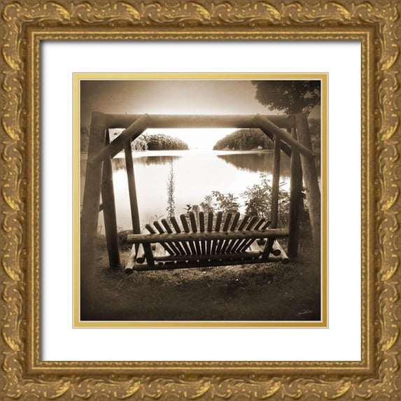 Foschino, Suzanne 15x15 Gold Ornate Wood Framed with Double Matting Museum Art Print Titled - Sepia Lakeview