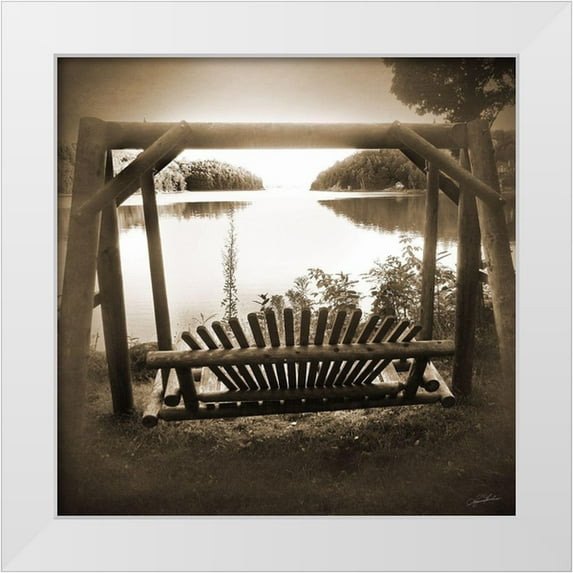 Foschino, Suzanne 26x26 White Modern Wood Framed Museum Art Print Titled - Sepia Lakeview