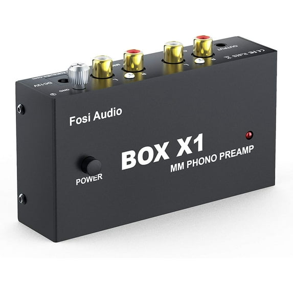 Fosi Audio Box X1 Phono Preamp for MM Turntable Mini Stereo Audio Hi-Fi Phonograph/Record Player Preamplifier with 3.5MM Headphone and RCA Output with DC 12V Power Supply