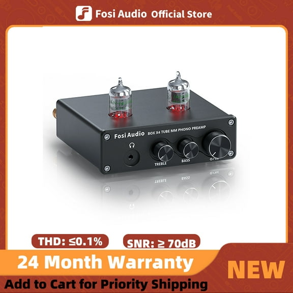 Fosi Audio Box X4 Phono Preamp with JAN 5725W Vacuum Tubes for MM Turntable Phonograph Record Player