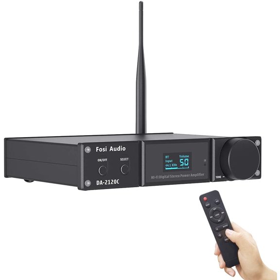 Fosi Audio DA2120C 240W Bluetooth 5.0 Stereo Amplifier, aptX, 2.1 Channel, RCA/USB/Coaxial/Optical, Remote