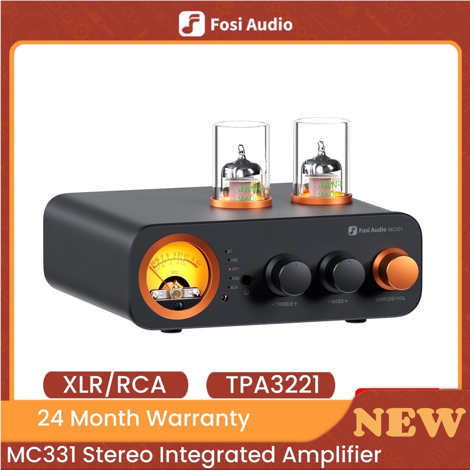 Bluetooth Amp Fosi Audio MC331 Tube Amplifier With Bluetooth