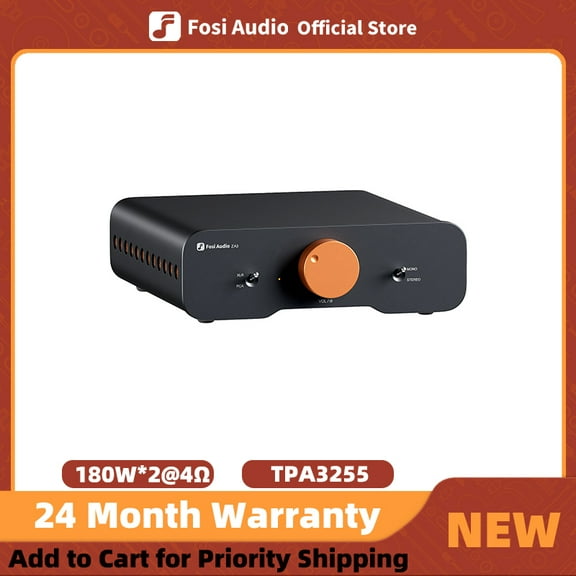 Fosi Audio ZA3 Stereo Amplifier, Mini 2-Channel Amp for Subwoofer, Home Theater, Passive Speakers, 48V Power Supply