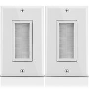 Fosmon 1-Gang Wall Plate 2 Pack Brush Style Opening Passthrough Low Voltage Cable Plate in-Wall Installation for Speaker Wires, Coaxial Cables, HDMI Cables, Network-Phone Cables