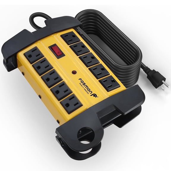 Fosmon 10-Outlet Extender Surge Protector Power Strip, 15ft Heavy Duty Extension Cord, 3150J Indoor Outdoor Surge Protector Extension Cord -ETL Listed