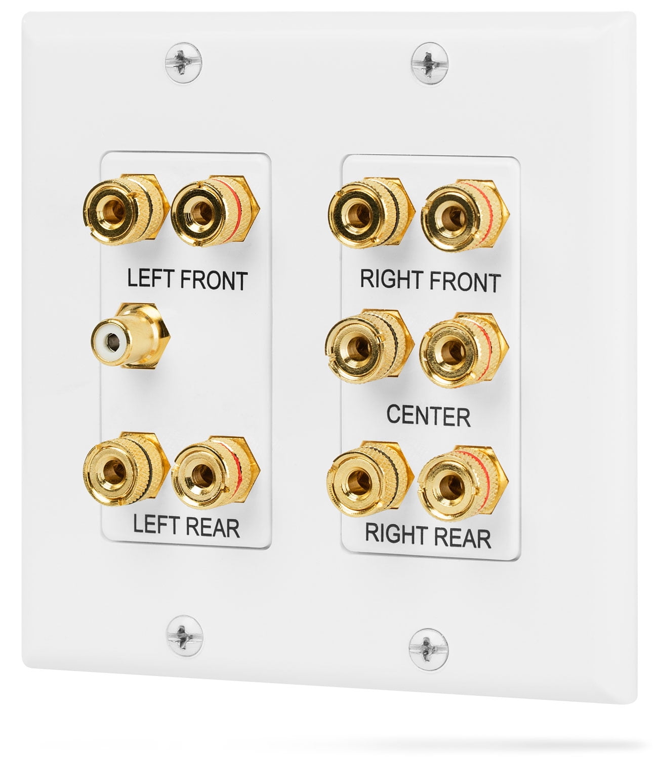 Fosmon 2Gang 5.1 Surround Sound Wall Plate with Gold Plated 5Pair