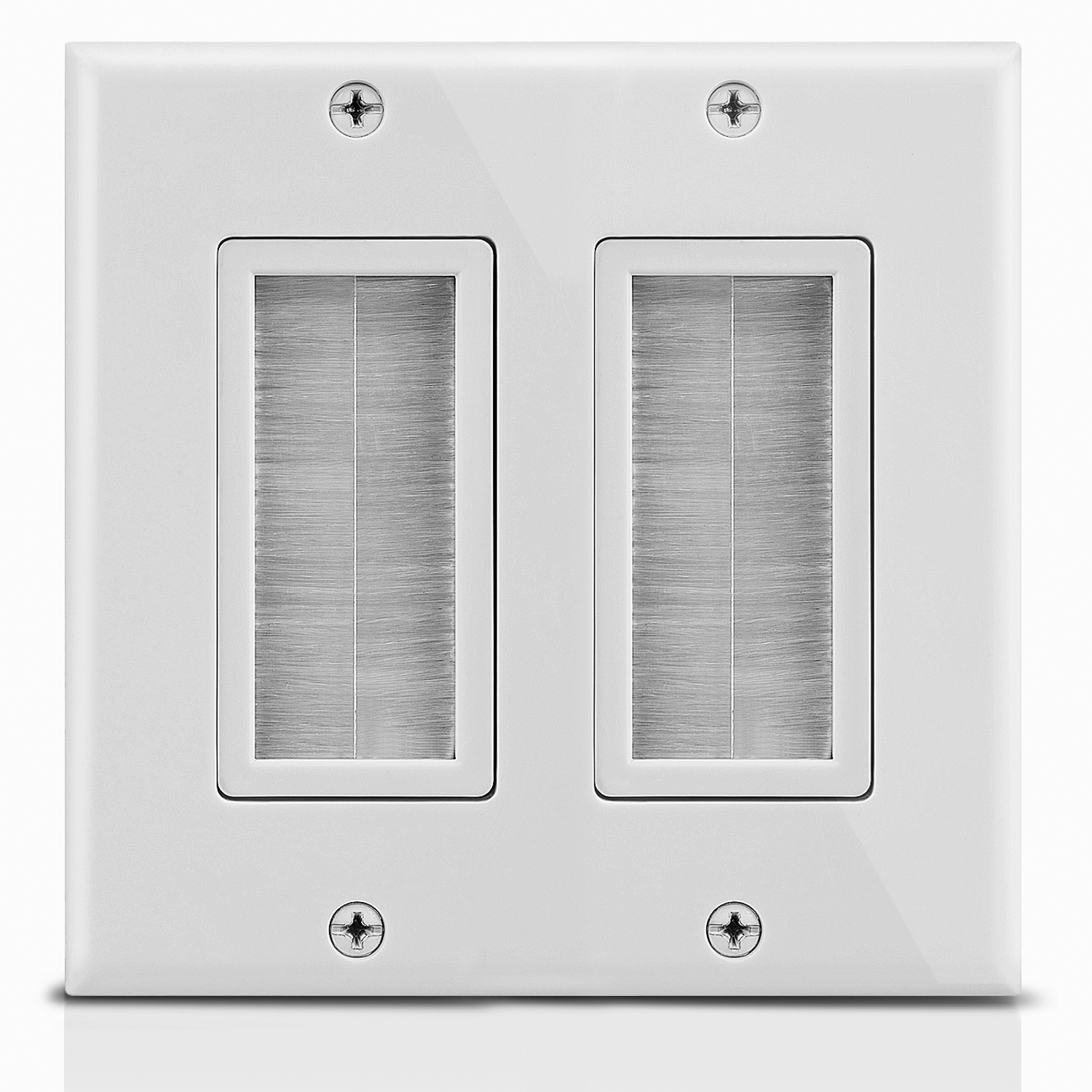 Fosmon 2-Gang Wall Plate, Brush Style Opening Passthrough Low Voltage Cable Plate in-Wall Installation for Speaker Wires, Coaxial Cables, HDMI Cables, or Network/Phone Cables - image 1 of 8