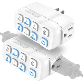 Fosmon Countdown Plug-in Timer Dual Outlets, Indoor Light Timers for Electrical Outlets, 15-30 Min, 1-2-4-8 Hour Settings, Grounded 3-Prong, 15A/1875W, HP, 2-Pack