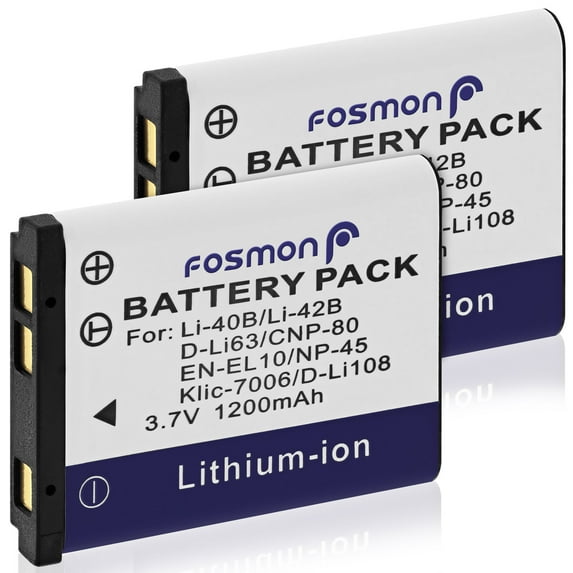 Fosmon (2 Pack) Li-40B, Li-42B Replacement Battery Pack Compatible with Olympus FE-150,FE-160,FE-190,FE-20,FE-220,FE-230,FE-240,FE-250,FE-280,FE-290,FE-300,FE-3000,FE-3010,FE-320,FE-330,FE-340,FE-350
