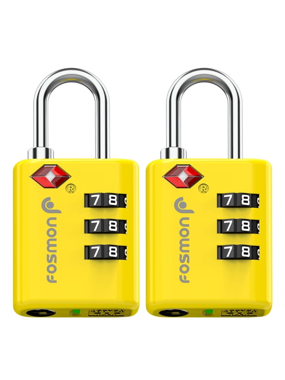 2 Pack TSA Approved Luggage Locks, 3-Digit Combination Travel Locks with Open Alert Indicator, Resettable Suitcase & Baggage Locks for Travel, Yellow