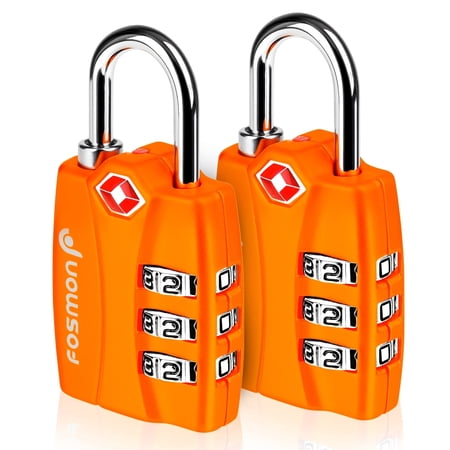 Fosmon 2-pack TSA Approved Luggage Lock with Open Alert Indicator, 3 Digit Combination Suitcase Lock Zinc Alloy for Travel Bag, Suit Case, Lockers, Gym, Bike Locks, Orange