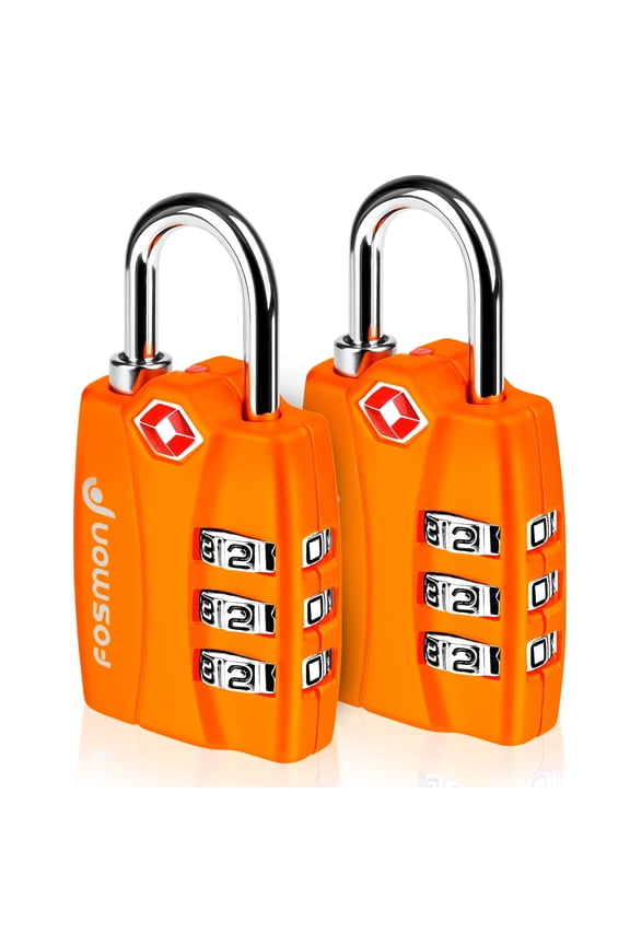 2-pack TSA Approved Luggage Lock with Open Alert Indicator, 3 Digit Combination Suitcase Lock Zinc Alloy for Travel Bag, Suit Case, Lockers, Gym, Bike Locks, Orange