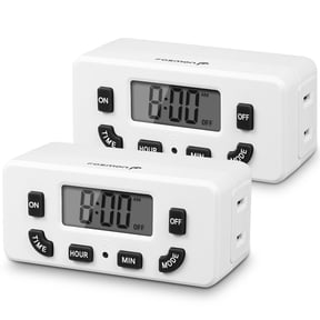 Fosmon [ETL Listed] 2 Pack 24 Hour Digital Timer Outlet, Light Timer with on/off Button, Timer Switch for Lamps, Single Plug In Outlet Timer, Timers for Electrical Outlets Indoor 125V/15A