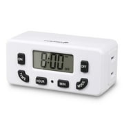 Fosmon 24 Hour Programmable Indoor Digital Timer Outlet, LCD Display Outlet Timer with on/off Button, Indoor Plug In Timer Switch for Lights, 2 Prong Light Timers for Lamps Indoor 125V/15A