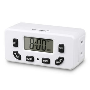 Fosmon 24 Hour Programmable Indoor Digital Timer Outlet, LCD Display Outlet Timer with on/off Button, Indoor Plug In Timer Switch for Lights, 2 Prong Light Timers for Lamps Indoor 125V/15A