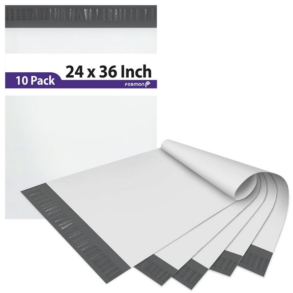 Fosmon 24x36 (10 Pack) Large Poly Mailers, Self-Seal Tear-Proof Waterproof Strong Adhesive Shipping Envelopes Bags for Clothing, Business Suppliers