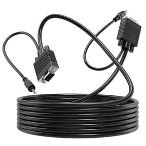 Fosmon (25 FT - 2 Packs) VGA/SVGA/UXGA Monitor Cable with 3.5mm Audio Jack (Male to Male) - Support High Video Resolution for LCD LED Monitor HDTV Projector