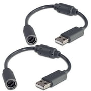Fosmon 2X Replacement Dongle USB Breakaway Cables for Xbox 360 Wired Controllers - Dark Gray 2 Pack