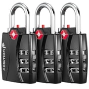 Fosmon 3-pack TSA Approved Luggage Lock with Open Alert Indicator, 3 Digit Combination Suitcase Lock Zinc Alloy for Travel Bag, Suit Case, Lockers, Gym, Bike Locks, Black