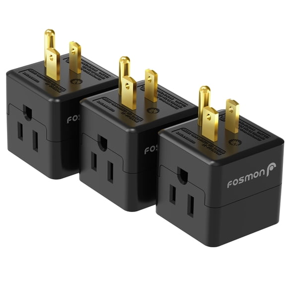 Fosmon 3 Pack Outlet Extender Cube 3-Outlet Multi Plug Wall Outlet Splitter, Electrical Wall Outlet Extender, Wall Charger Block [ETL Listed], Black
