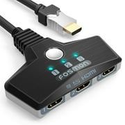 Fosmon 3-Port HDMI 2.0 Switch 4K 60Hz, 3x1 Switch UHD 3D HDR Full HD 1080P 60Hz HDCP 2.2, HDMI Splitter Hub