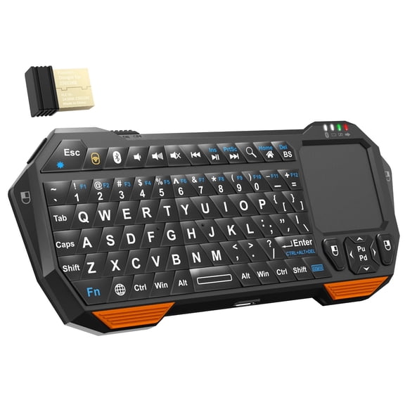 Fosmon 30ft Range Mini Bluetooth Keyboard (QWERTY Keypad), Portable Wireless Keyboard with Touchpad & USB-C Cable, Compatible with PS4, PS5, Tablet, Laptop, Smartphones